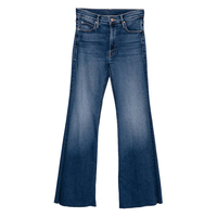 Jean évasé en denim bleu délavé classique pour femme, taille mi-haute, respirant, sexy, super extensible, avec ourlet brut, BI-Stretch, pour tenue décontractée