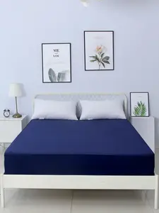 Sábana impermeable para cama, protector de colchón de punto de poliéster, color azul oscuro