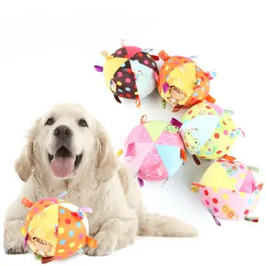 Mainan hewan peliharaan boneka mewah lucu interaktif mainan anjing bola gigit untuk anjing