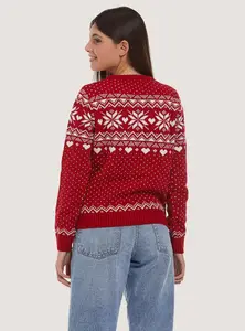 맞춤형 FNJIA 크루넥 풀오버 스웨터 긴팔 오버사이즈 점퍼 여성 의류 자카드 니트 추한 크리스마스 스웨터