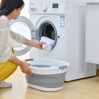 Panier à linge en plastique pliable et peu encombrant Conteneur de stockage pliable Capacité en eau Baignoire de lavage portable