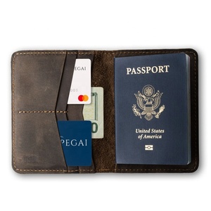 Funda para <span class=keywords><strong>pasaporte</strong></span> de viaje de cuero Crazy Horse de lujo personalizada tarjetero Delgado Cartera de cuero genuino porta <span class=keywords><strong>pasaporte</strong></span> - Product Image 4
