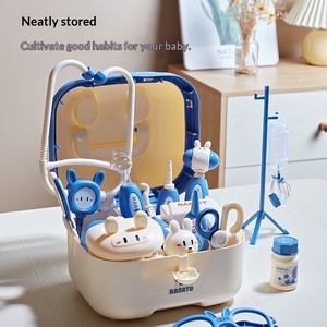 Juego de simulación de enfermera para niños, kit médico de plástico con diseño de conejita, inyección, estetoscopio, juguete interactivo para bebés - Product Image 1
