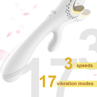 Vibromasseur Lapin Double Tête en Silicone 17 Vitesses pour Point G et Clitoris, Dildo Multimodes, Jouet Sexuel Adulte pour Femme