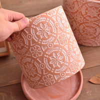 Pot de fleurs moderne en céramique rouge en terre cuite avec trou de drainage et soucoupe pour la plantation et la décoration de succulentes cactus