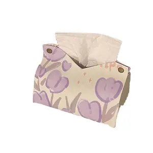 INS high value fresh wind tissue box creative leather car tissue bag