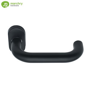 Poignée de porte moderne noire en acier inoxydable avec base ovale pour portes intérieures en bois - Product Image 1