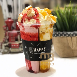 Gobelet double compartiment personnalisé éco-responsable en plastique PP de 700 ml (24 oz) pour jus, boissons froides, matcha, thé à bulles Boba, à partager, avec couvercle - Product Image 5