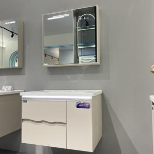 Bathroom Wall-Mounted Modern Stainless Steel Gray <b>Vanity</b> Combo Magnifying <b>Mirror</b> Intelligent <b>Lighting</b> Eco-Friendly Durable - Product Image 3