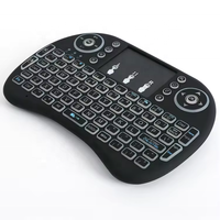3 Warna Backlit I8 2.4G Air Mouse Super Mini Keyboard Nirkabel Touchpad Pegangan Kode Tetap 4 Tombol Silikon