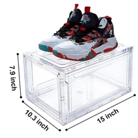 Boîtes de présentation de chaussures transparentes en PET, lot de 13, empilables, avec ouverture latérale magnétique, pour sneakers