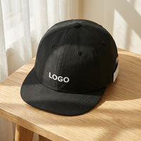 Casquette de baseball personnalisée sportive à 6 panneaux avec logo brodé 3D, visière plate, en toile non structurée, pour la course et la pêche