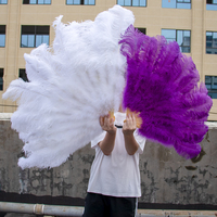 Weißer großer Straußen feder fächer Flauschig 13 Knochen Handheld Karneval Bauchtanz Bühnen performance Feder fächer Federn DIY Handwerk