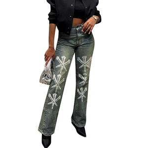 Pantalons en <span class=keywords><strong>jean</strong></span> pour femmes, mode OEM, polyvalents, vêtements de rue, ornés, <span class=keywords><strong>taille</strong></span> <span class=keywords><strong>haute</strong></span>, coupe slim, jeans skinny pour femmes - Product Image 1