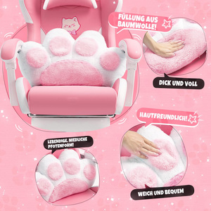 Brasil Cute <span class=keywords><strong>Kitty</strong></span> Hellos rosa Gaming Chair com apoio para os pés Cat Claw Cartoon Pattern Gaming Chair com otomano para menina - Product Image 4