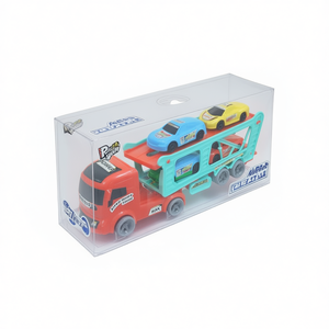 Kids Friction Car Transport <b>Trailer</b> Toy Set with Four Mini Cars PVC <b>Box</b> Packed - Product Image 2