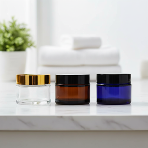 Best-seller CAPOT Brand – Pot en verre transparent ou ambré pour crème cosmétique et soin de la peau, 20g, 30g, 50g, avec couvercle à vis et design sérigraphié - Product Image 1