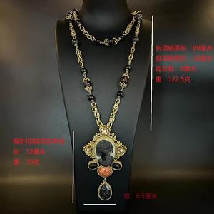 Perhiasan perak murni 925 liontin batu permata tulang hitam antik dengan lapisan Rhodium dan pengaturan Bezel - Product Image 1