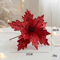 Arrangements floraux décoratifs pour sapin de Noël, décoration de la maison, paillettes roses, paillettes scintillantes, poinsettia, pics floraux de Noël