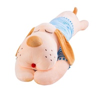 Peluche chien à grosse tête de dessin animé, rayée, grande taille, coussin chien couché, cadeau pour enfants et filles, polyester et coton PP