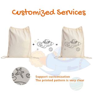Sac à dos en coton personnalisé de qualité supérieure, écologique, avec cordon de serrage, pour enfants, fabriqué par le fabricant - Product Image 5