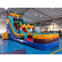 Château gonflable géant en PVC pour jeux d'extérieur, toboggan aquatique commercial gonflable avec piscine et fosse à balles – Vente chaude