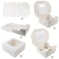 Boîtes d'emballage carrées transfrontalières pour gâteaux, 4 pièces, boîtes à tartelettes Snow-mei-niang, boîtes alimentaires à emporter en papier kraft disponibles