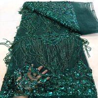 Tissu en Tulle de Dentelle Française Rouge Vintage Écologique avec Paillettes, 5 Yards, Sexy, de Haute Qualité, pour Robe de Mariée Femme, Couture et Broderie