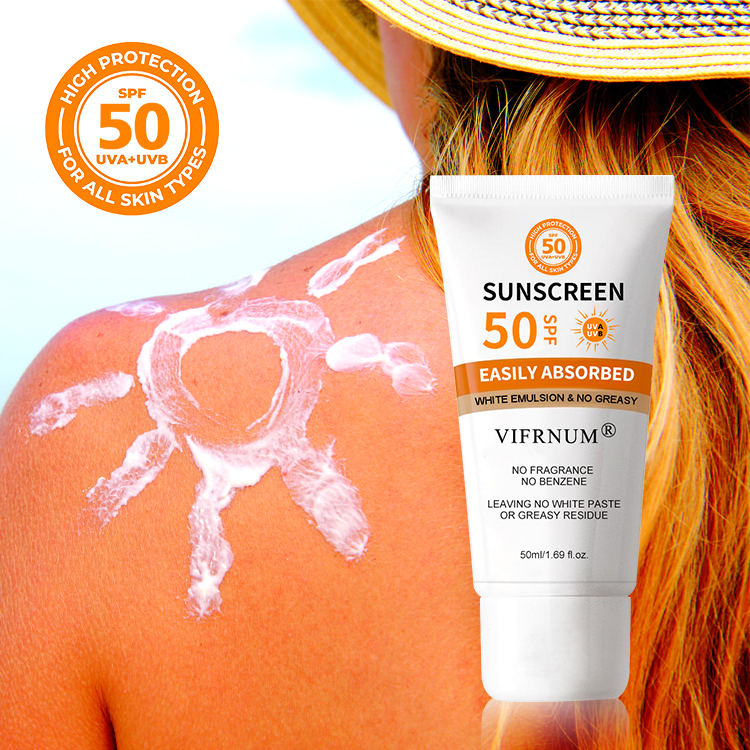 Уличный веганский солнцезащитный крем для лица spf 50 увлажняющий солнцезащитный лосьон с фирменной этикеткой
