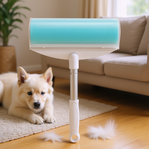 Rouleau anti-poils XXL en silicone 20-30 cm blanc turquoise, outil de toilettage pour animaux - Product Image 3