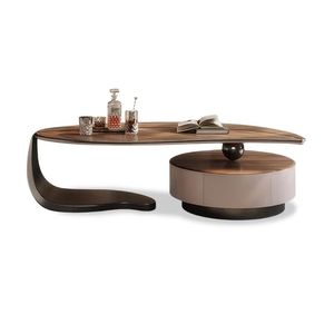 Table console élégante en noyer avec tiroir de rangement, pieds en fer noir écologiques, meubles de salon modernes en bois - Product Image 2