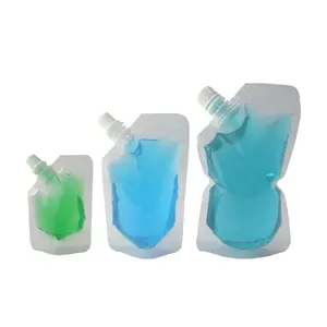 Transparent Clear Plastic Bags Custom Printing Stand Up Liquid Packaging Spout Pouch for Drink