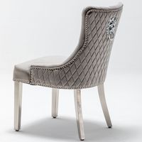 Heurtoir de lion en velours personnalisé, chaises de salle à manger avant tuftées à dos matelassé, chaise de salle à manger à pied en chrome français