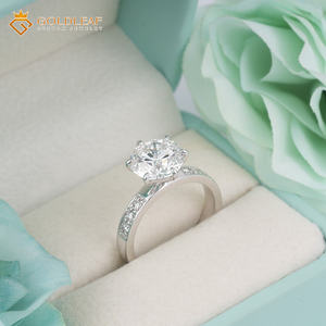 Bague en or feuille d'or personnalisée, or blanc 10k 14k 18k, diamant de laboratoire taille ronde 1ct 2ct 3ct DEF VVS VS - Product Image 3