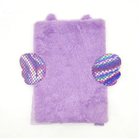 Carnet en peluche chat violet doux avec ailes - Adorable journal intime pour enfants
