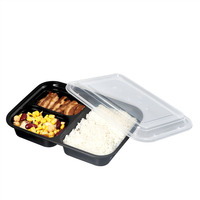 Plateau en PP cornue Récipients à emporter écologiques micro-ondables Plateaux alimentaires jetables en cornue en PP avec couvercles