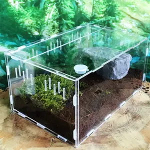 Selbst zusammen gebauter Reptilien-Terrarium-Zucht tank Atmungsaktive Acryl-Reptilien-Fütterung sbox