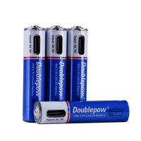 بطارية ليثيوم أيون Doublepow AAA بسعة 600 مللي واط ساعة و1000 مللي واط ساعة قابلة لإعادة الشحن عبر USB من النوع C بجهد 1.5 فولت حجم 10440