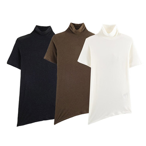 ZATRHMBM Nouvelle Collection Printemps 2026 – Haut <span class=keywords><strong>T</strong></span>-<span class=keywords><strong>shirt</strong></span> Asymétrique Tendance pour <span class=keywords><strong>Femme</strong></span>, Haut Décontracté Rétro à <span class=keywords><strong>Col</strong></span> <span class=keywords><strong>Montant</strong></span> et Manches Courtes pour <span class=keywords><strong>Femme</strong></span> - Product Image 1