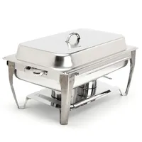 Plat de service rectangulaire pliable 9L en acier inoxydable, design occidental, écologique, pour buffet, chauffe-plat et réchaud de buffet