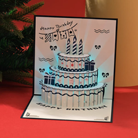 Cartes de vœux musicales 3D les plus vendues avec lampes de poche, cartes de vœux d'anniversaire et de Noël lumineuses en 3D