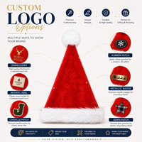 Chapeau de Père Noël pour enfants 60G avec logo personnalisé, petit pompon en fourrure rouge et blanc, 38 cm, pour fêtes de Noël, vente en gros OEM
