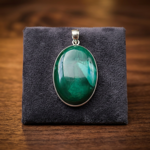 Pendentif ovale en malachite argentée, pierre naturelle, style original, unisexe, pour occasions de mariage, vente en gros, provenant du Rajasthan - Product Image 3