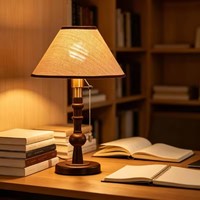 Lampe de bureau en bois d'intérieur avec interrupteur à fermeture éclair, abat-jour en papier, ampoule E27 pour hôtel, chambre, hall d'entrée, nouveau style, lampe de table