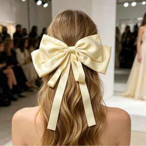 Pinza de pelo grande con lazo, estilo coreano, de alta gama, pinza para la parte trasera de la cabeza, pinza de resorte, accesorio elegante para el cabello, venta al por mayor para mujeres. - Product Image 1
