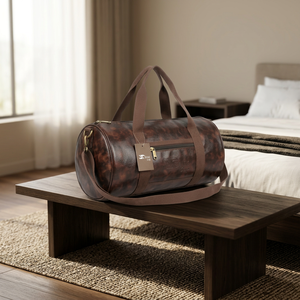 Bolsa de Viaje Tipo Duffel de Cuero Genuino FINE, Forma de Barril, con Cierre de Cremallera, Correa Extraíble, Unisex, Clásica - Product Image 2