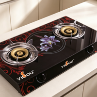 Cuisinière à gaz portable autonome de Chine avec plaque de cuisson en verre trempé, double brûleur pour extérieur