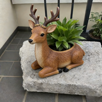 Pot de fleurs réaliste en résine en forme de cerf - Pot décoratif en forme de faon pour jardin extérieur, support fantaisie pour plantes succulentes pour patio, cour