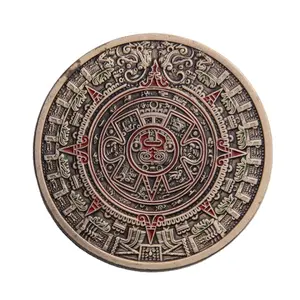 Hot Sell Aztec Mayan Copper Calendar Coin Custom Mexico America Myths and Legends Souvenir Enamel Old Coins