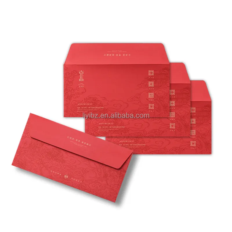 Pequeno lote Novo design personalizado high-end papel vermelho festivo casamento presente envelope carta papel
